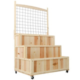 3-Tiers Raised Garden Bed with Trellis, 53" H Vertical Planter Box with Wheels & Back Storage Area, W465P189518