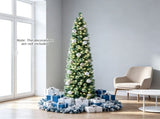 7ft Pre-Lit Slim Pencil Christmas Tree with 8 Light Modes & Remote Timer, Flame Retardant PVC, 68734458