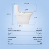 1.1/1.60 GPF Dual-Flush One Piece Toilet,Button on Tank top S-trap, Water-Saving Elongated Comfort W3192P277905