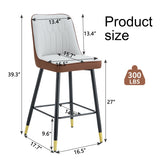 ZUN Modern Two-Tone PU Bar Stool - Brown Light Gray spliced chairs With Gold Decorated Legs.Brown W1151P211976