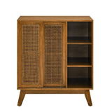 Mid Century Modern Rattan Sideboard Cabinet, Buffet Cabinet for Entryway Hallway Living Room Kitchen W1801P195620