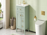 "24'' Green Bathroom Vanity with Sink, MDF & Rubberwood Construction, 3 Drawers & Cabinet with N725P448529F