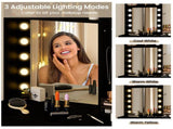3-Color LED Lighted Vanity Desk with Charging Station - Foldable Makeup Table & Cushioned Stool Set 83295771