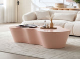 50 Inch Unique Shape Coffee Table Sturdy Fiberglass Tea Table for Living Room No Need Assembly PINK W876P452392