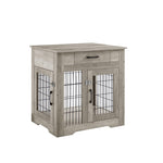 ZUN Furniture Style Dog Crate End Table with Drawer, Pet Kennels with Double Doors, Dog House Indoor W116240714