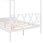 ZUN Full Size Wood House Bed with Storage Space, White 76481310