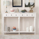 TREXM Retro Console Table with 4 Drawers and Open Shelf, perfect for Entryways, Living Rooms, and N715P202860K