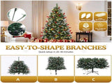 6 ft Pre-lit Artificial Christmas Tree with 818 Tips 250 Lights,-Green Christmas Tree w/Pine Cones 93555101