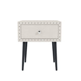 ZUN Modern Nightstands Set of 2 with Drawer and Crystal Handle, Elegant Rivet Velvet Design Bedside WF322806AAA