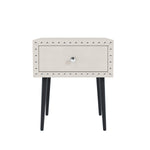 ZUN Modern Nightstands Set of 2 with Drawer and Crystal Handle, Elegant Rivet Velvet Design Bedside 10447047