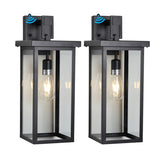 Set of 2 Modern Outdoor Wall Lanterns with Black Metal Frame and Clear Glass, Ambient light W1340P206650