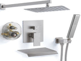 Male NPT Shower Faucet Set, Waterfall Shower System for Bathroom, High Pressure 10" Rain Shower Head 91822021