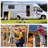 11.5 FT aluminum telescopic ladder, equipped with 360 &deg rotatable stabilizer bar and metal tool W2717P257438