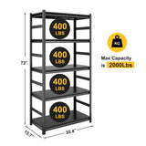 H72 * W35.4 * D15.7 Storage Shelves 5 Tier Heavy Duty Metal Shelving Unit Adjustable Shelving Units 24465108