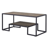 Rustic Oak and Black Coffee Table with Shelf B062P181419
