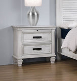 MDF Nightstand with 2 Drawers in Distressed White Finish B016P255544