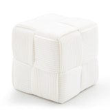 Square Ottoman Foot Stool Corduroy Vanity Chair Bench with Padded Woven Footrest for Entryway Living 73016618