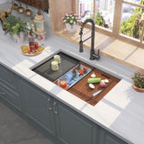 32 Gunmetal Black Workstation Kitchen Sink-32 x 19 Inch 16 Gauge Stainless Steel W1386P324794