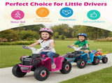 2 in 1 Kids Ride On ATV with Removable Trailer, 6V Electric Quad for Toddlers Ages 3 Rose Red 41959121