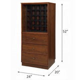 ZUN Walnut Wine Cabinet with 3 Drawer B062P209332