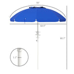 ZUN Outdoor beach umbrella-Sapphire Blue （Prohibited by WalMart） 00404610