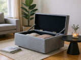 Dark Gray Corduroy Upholstered Ottoman with Black Round Rubber Feet 634343cm, Hidden 67751678