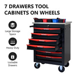 ZUN 7 Drawers Multifunctional Tool Cart with Wheels,Metal Rolling Tool Cart Storage for Garage Workshop W1102P245256