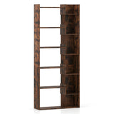 Rustic Brown 6-Tier Bookshelf Wooden Bookcase 22744968