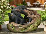 22.0" High DATONA FOUNTAIN Outdoor Weather Resistant Floor Fountain with Light, Light Brown Black 71778.00LBLK