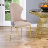 Tan and Gold Sloped Arms Dining Chairs B062P186451