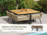 43.5" Square Acacia Wood Outdoor Table - Metal X-Frame, 4-Seater, NaturalBlack, 180lbs Capacity 52125442