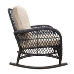 ZUN Garden Rocking Chair,Outdoor Rattan Rocker Chair with All-weather Hand-woven Resin Wicker, Patio W1889137532