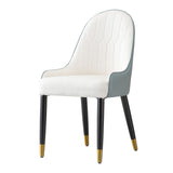 ZUN Dining Chair with PU Leather white green solid wood metal legs 38253615