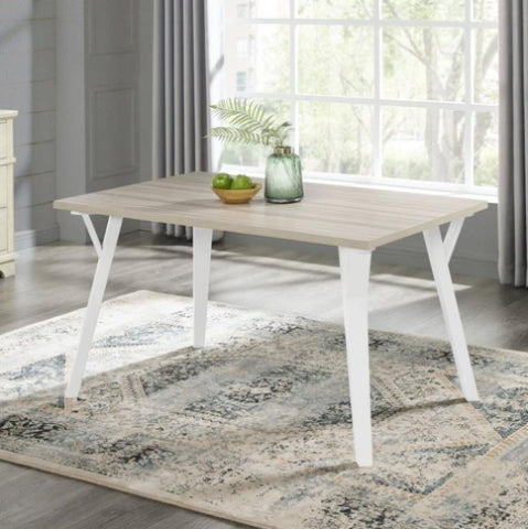 ZUN Alwynn Contemporary Rectangular Dining Table, White and Natural Wood T2574P165159