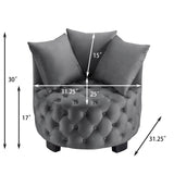 Contemporary Upholstered Tufted Leisure Chair Accent Chair,Dark Gray W2186P280247