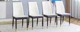 4 Dining Chair Set, White Grey Dining Chair Set, High Back Seat in PU Material and Sturdy Black W1512P355795
