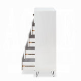 ZUN White 5-Drawer Chest with Ring Pull Handles B062P209030