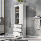 ZUN Tall Storage Cabinet with Three Drawers for Bathroom/Office, White WF299282AAK