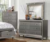 ZUN Silver Gray Metallic Finish Glam Style Dresser of 6 Drawers Wooden 1pc Modern Bedroom Furniture B011P176907