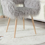 ZUN GREY Faux Fur Upholstered Make up chair Side Dining Chair with Metal Leg W2069P174780