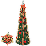 ZUN 6 FT Fully Decorated Pre-lit Christmas Tree, Pop Up Artificial Xmas Tree with 150 Warm Lights 99978008