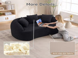 LY-049S Curved Modern Boneless Sofa Loveseat, Backrest Upgrade, 2-Seater Black Chenille Compression W2231P402442