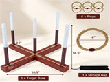 Wooden Ring Toss Game with Storage Bag, Tool-Free Assembly Outdoor Yard Game with Hemp Rope Rings, 55907238