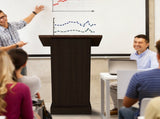 Wood Podium Stand, 44" Tall Wooden Lectern with Mic Stand Space, sliding shelf with cup holder and W282P430658