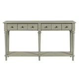 TREXM Entryway Table with 4 Drawers, Retro Console Table with Open Shelf for Entryways, Living N715P202860E