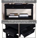 36'' Farmhouse Pine Wood Console Table Entry Sofa Table with 4 Drawers & 1 Storage Shelf for W1202P251878