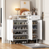 ZUN ON-TREND Elegant Shoe Cabinet with Arched Doors and Drawer, Cream Style Storage Sideboard with WF321210AAK