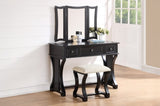Unique Modern Bedroom Vanity w Stool Foldable Mirror Drawers Black Color MDF Veneer 1pc Vanity B011P354536