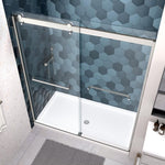 ZUN Bypass shower door, sliding door, with 5/16" tempered glass and Polished Chrome finish 6074 W2122P166984