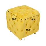 Yellow Modern Velvet Upholstered Ottoman, Exquisite Small End Table, Soft Foot Stool,Dressing Makeup W1170103516